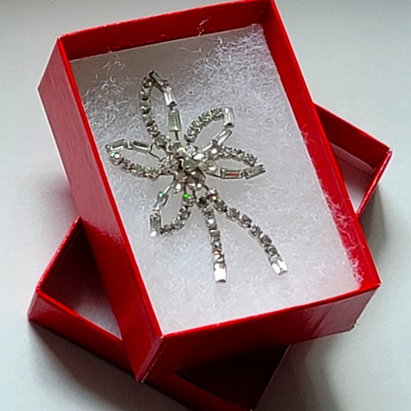 Vintage PHYLLIS STERLING SILVER CRYSTAL RHINESTONE PIN PENDANT - Picture 7 of 8